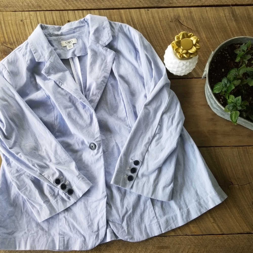 Chambray 3/4 length sleeved Blazer